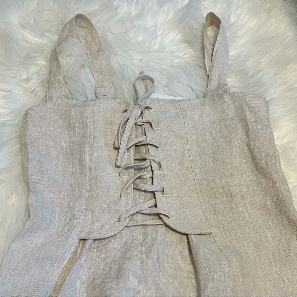 Christy Dawn Linen Midi Dress in Light Beige - Picture 8 of 10